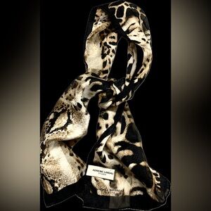 Adrienne Landau Leopard Print Scarf - Black and Tan